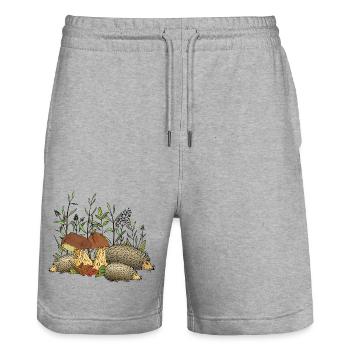 Igel - Stanley/Stella Unisex Bio Joggingshorts Trainer  - Grau meliert - Vorne - Nik (191cm) & Marisol (170cm)