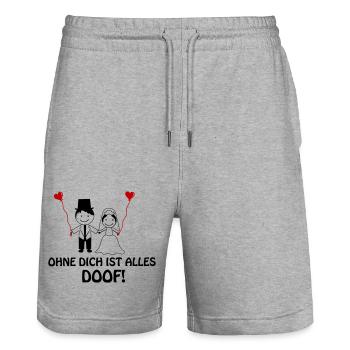 ohne dich ist alles doof 1 - Stanley/Stella Unisex Bio Joggingshorts Trainer  - Grau meliert - Vorne - Nik (191cm) & Marisol (170cm)