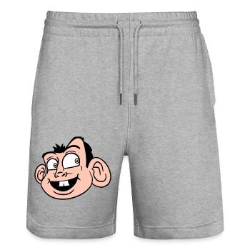 Affe Gesicht Süßer Niedlicher Kopf Lacht Glücklich - Stanley/Stella Unisex Bio Joggingshorts Trainer  - Grau meliert - Vorne - Nik (191cm) & Marisol (170cm)