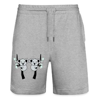koalabär comic baum 2 - Stanley/Stella Unisex Bio Joggingshorts Trainer  - Grau meliert - Vorne - Nik (191cm) & Marisol (170cm)