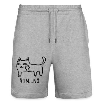 Nö Katze Mittelfinger Humor - Stanley/Stella Unisex Bio Joggingshorts Trainer  - Grau meliert - Vorne - Nik (191cm) & Marisol (170cm)