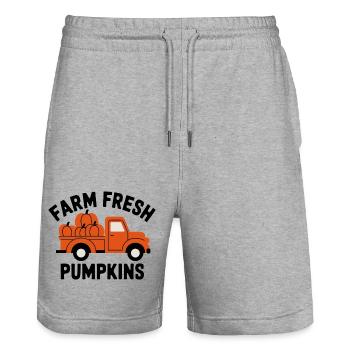 Farm Fresh Pumpkins - Kürbis Herbst Auto Vintage - Stanley/Stella Unisex Bio Joggingshorts Trainer  - Grau meliert - Vorne - Nik (191cm) & Marisol (170cm)