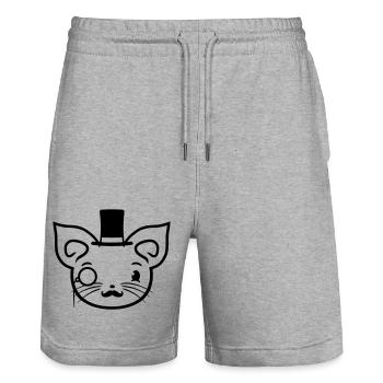 Sir Cat Gentleman Chapeau haut de forme Monocle Rich Gentleman - Short de jogging bio TRAINER Stanley/Stella unisexe - gris chiné - Devant - Nik (191cm) & Marisol (170cm)