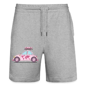 Auto mit Koffer Herz Rosa - Stanley/Stella Unisex Bio Joggingshorts Trainer  - Grau meliert - Vorne - Nik (191cm) & Marisol (170cm)