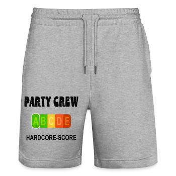 Party Crew - Stanley/Stella Trainer Unisex Organic Jogging Shorts - heather grey - Front - Nik (191cm) & Marisol (170cm)