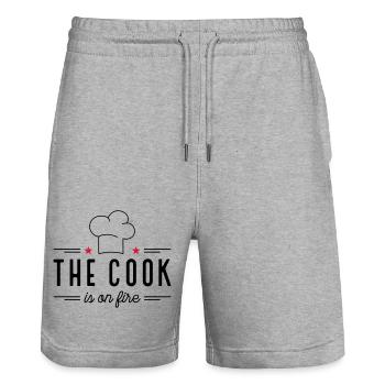 Dictons amusants pour les chefs - Short de jogging bio TRAINER Stanley/Stella unisexe - gris chiné - Devant - Nik (191cm) & Marisol (170cm)