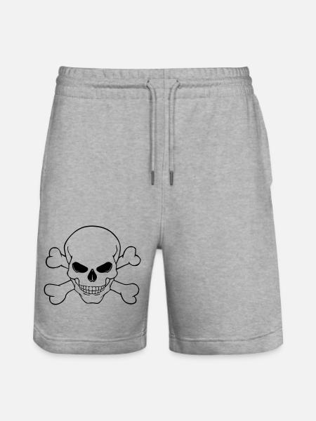 Skull - Stanley/Stella Unisex Bio Joggingshorts Trainer  - Grau meliert