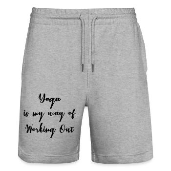Yoga Meditation Spa Namaste - Stanley/Stella Unisex Bio Joggingshorts Trainer  - Grau meliert - Vorne - Nik (191cm) & Marisol (170cm)