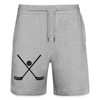 Floorball Ballsport Innebandy Unihockey - Stanley/Stella Unisex Bio Joggingshorts Trainer  - Grau meliert - Vorne - Nik (191cm) & Marisol (170cm)