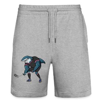 Floorball Ballsport Innebandy Unihockey - Stanley/Stella Unisex Bio Joggingshorts Trainer  - Grau meliert - Vorne - Nik (191cm) & Marisol (170cm)
