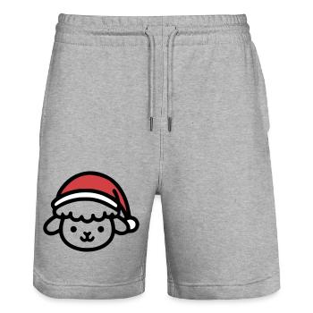Noël Mignon Mouton - Short de jogging bio TRAINER Stanley/Stella unisexe - gris chiné - Devant - Nik (191cm) & Marisol (170cm)