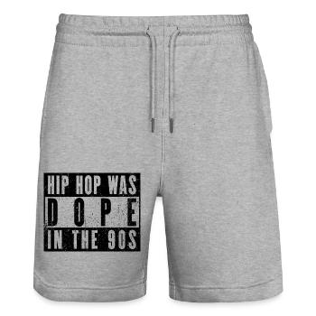 Pure nostalgie – Classiques du hip-hop des années 90 - Short de jogging bio TRAINER Stanley/Stella unisexe - gris chiné - Devant - Nik (191cm) & Marisol (170cm)