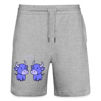 vache bébé amour - Short de jogging bio TRAINER Stanley/Stella unisexe - gris chiné - Devant - Nik (191cm) & Marisol (170cm)