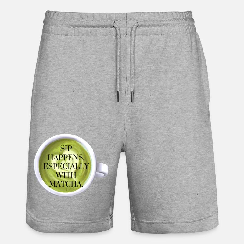 Sip Happens with Matcha - Stanley/Stella Unisex Bio Joggingshorts Trainer  - Grau meliert