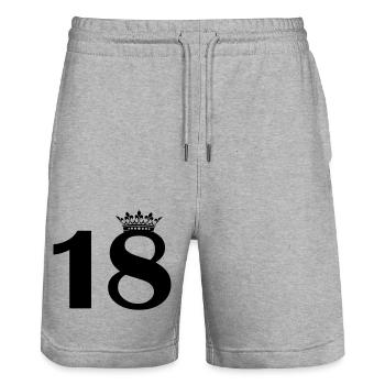 18 krone - Stanley/Stella Unisex Bio Joggingshorts Trainer  - Grau meliert - Vorne - Nik (191cm) & Marisol (170cm)