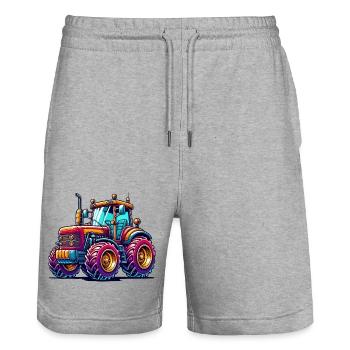 Traktor - Stanley/Stella Unisex Bio Joggingshorts Trainer  - Grau meliert - Vorne - Nik (191cm) & Marisol (170cm)