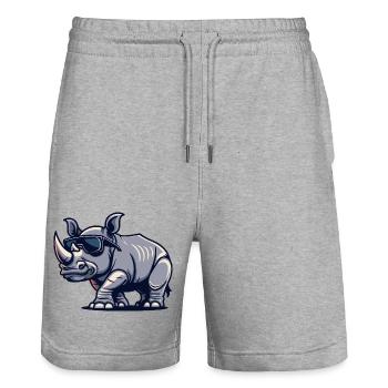Rhino Comic Cool - Stanley/Stella Trainer Unisex Organic Jogging Shorts - heather grey - Front - Nik (191cm) & Marisol (170cm)