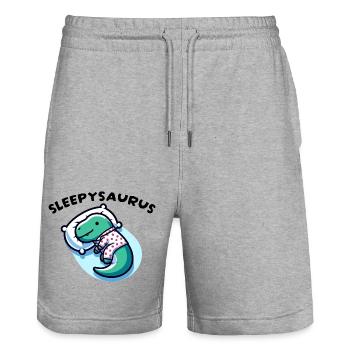 Sleepysaurus Official Sleep Outfit Chemise de nuit - Short de jogging bio TRAINER Stanley/Stella unisexe - gris chiné - Devant - Nik (191cm) & Marisol (170cm)