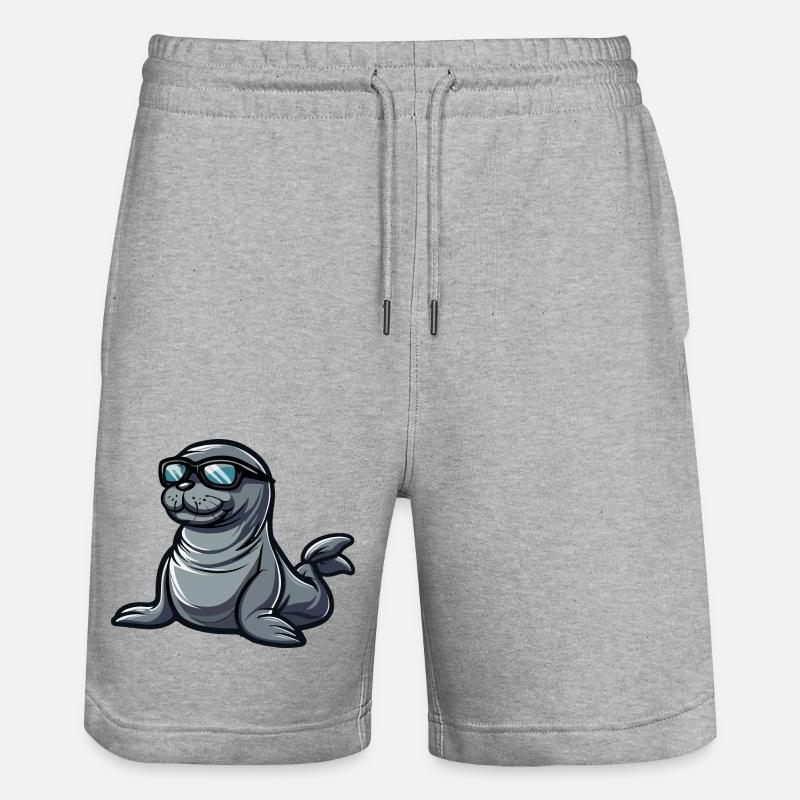 Robbe Tier Comic Cool - Stanley/Stella Unisex Bio Joggingshorts Trainer  - Grau meliert