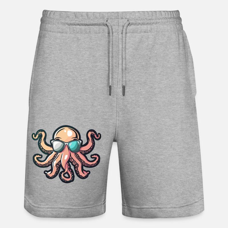 Octopus Comic Cool - Stanley/Stella Trainer Unisex Organic Jogging Shorts - heather grey