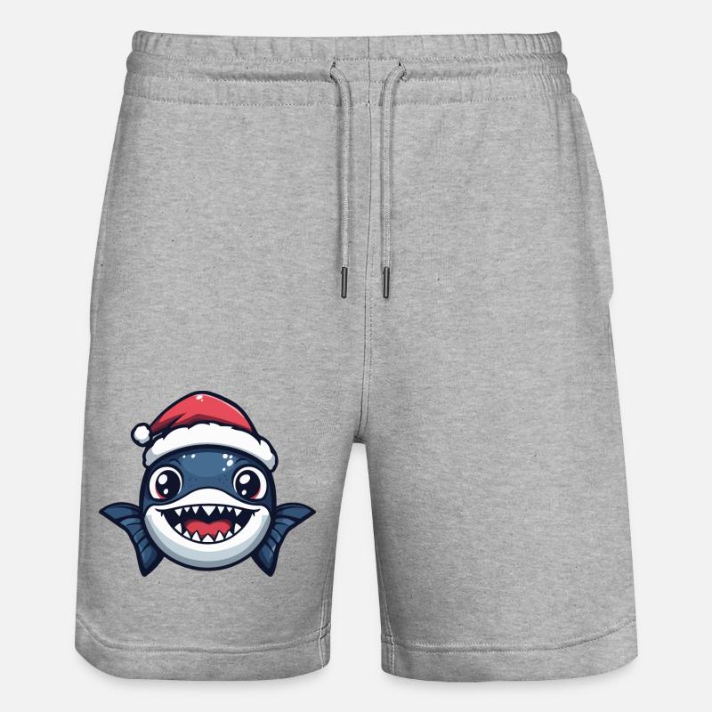 Noël de poisson piranha - Short de jogging bio TRAINER Stanley/Stella unisexe - gris chiné