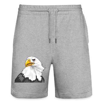 Portrait of a proud eagle - Stanley/Stella Trainer Unisex Organic Jogging Shorts - heather grey - Front - Nik (191cm) & Marisol (170cm)