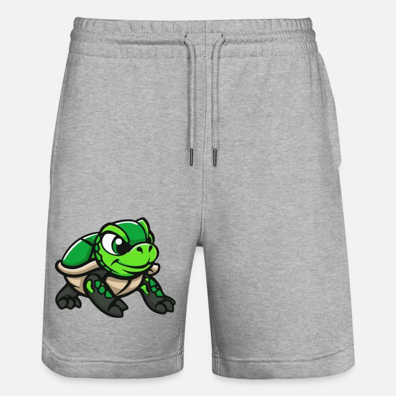 Turtle Comic - Stanley/Stella Trainer Unisex Organic Jogging Shorts - heather grey