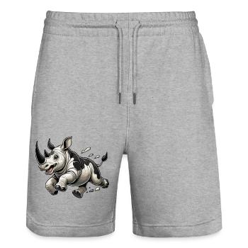 Rhinoceros Running - Stanley/Stella Trainer Unisex Organic Jogging Shorts - heather grey - Front - Nik (191cm) & Marisol (170cm)