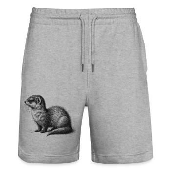 Ermine - Stanley/Stella Trainer Unisex Organic Jogging Shorts - heather grey - Front - Nik (191cm) & Marisol (170cm)