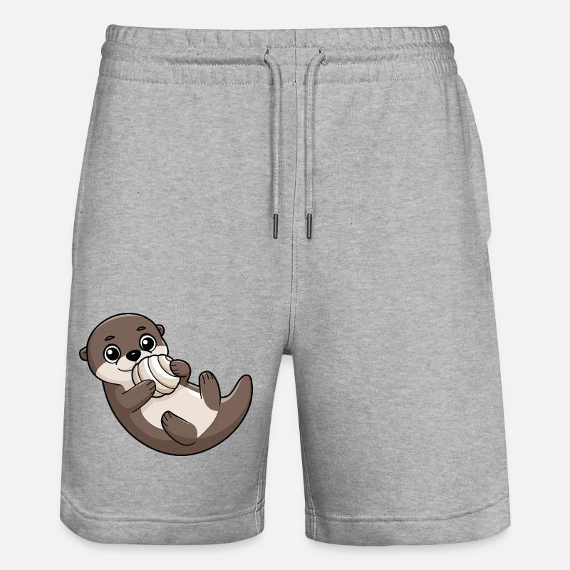 Loutre mignonne avec coquille - Short de jogging bio TRAINER Stanley/Stella unisexe - gris chiné