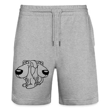 2 Hund Freunde Team Verrückt Lustig Crew Brüder - Stanley/Stella Unisex Bio Joggingshorts Trainer  - Grau meliert - Vorne - Nik (191cm) & Marisol (170cm)