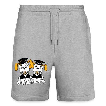 Dogs School Graduation Certificate Gymnasium College Abi - Stanley/Stella Trainer Unisex Organic Jogging Shorts - heather grey - Front - Nik (191cm) & Marisol (170cm)