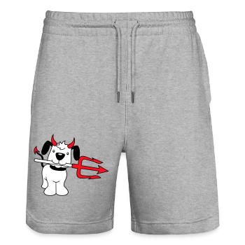 Chien Diable Satan Enfer Mal Trident Cornes Cool - Short de jogging bio TRAINER Stanley/Stella unisexe - gris chiné - Devant - Nik (191cm) & Marisol (170cm)