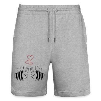 bienen liebe - Stanley/Stella Unisex Bio Joggingshorts Trainer  - Grau meliert - Vorne - Nik (191cm) & Marisol (170cm)