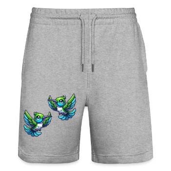 Colibri Oiseau 2 - Short de jogging bio TRAINER Stanley/Stella unisexe - gris chiné - Devant - Nik (191cm) & Marisol (170cm)