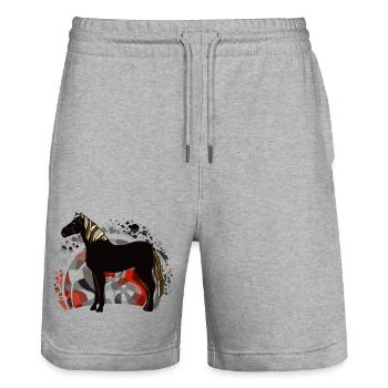 Cheval - Short de jogging bio TRAINER Stanley/Stella unisexe - gris chiné - Devant - Nik (191cm) & Marisol (170cm)