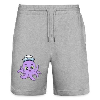 Octopus Octopus Maritime Fish Pisces Kids Baby - Stanley/Stella Trainer Unisex Organic Jogging Shorts - heather grey - Front - Nik (191cm) & Marisol (170cm)