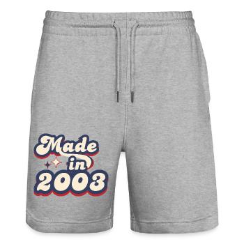 Hergestellt im Jahr 2003 Retro - Stanley/Stella Unisex Bio Joggingshorts Trainer  - Grau meliert - Vorne - Nik (191cm) & Marisol (170cm)
