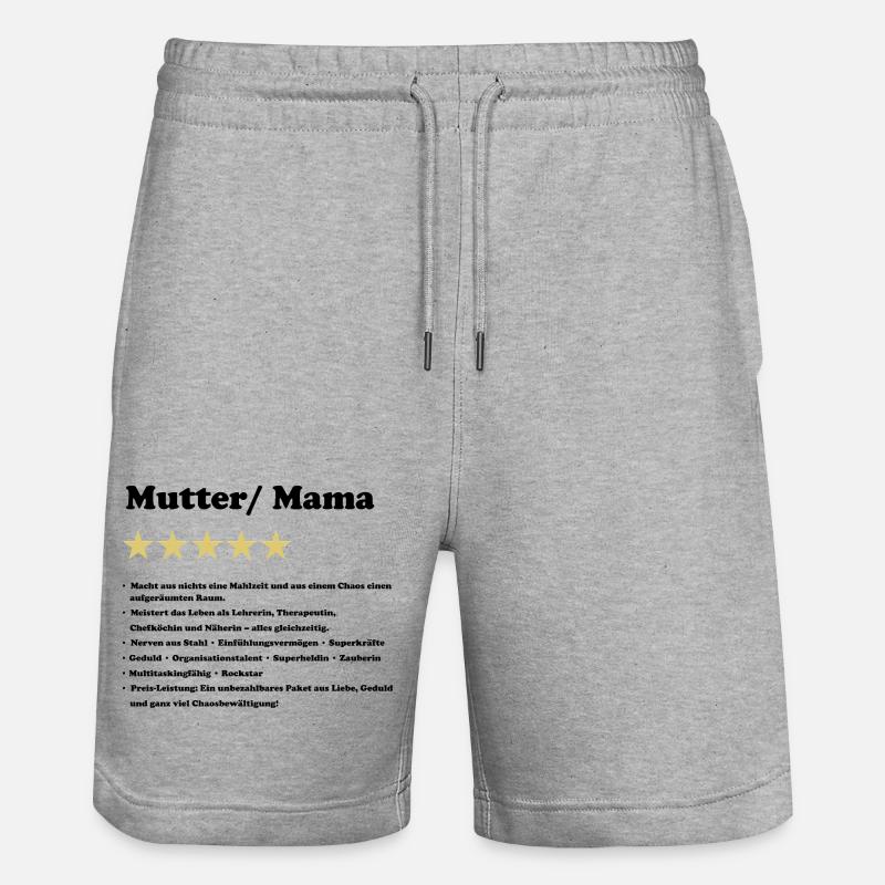 Mutter 5 Sterne Bewertung - Stanley/Stella Unisex Bio Joggingshorts Trainer - Grau meliert