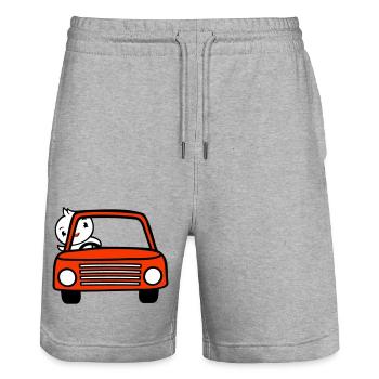 Duck waving car driver driving fast vehicle - Stanley/Stella Trainer Unisex Organic Jogging Shorts - heather grey - Front - Nik (191cm) & Marisol (170cm)