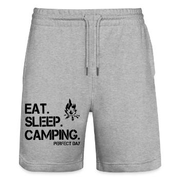 manger dormir camper - Short de jogging bio TRAINER Stanley/Stella unisexe - gris chiné - Devant - Nik (191cm) & Marisol (170cm)