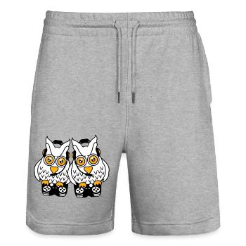 2 Gamer Owls Play Team Friends Two Player Duo - Stanley/Stella Trainer Unisex Organic Jogging Shorts - heather grey - Front - Nik (191cm) & Marisol (170cm)