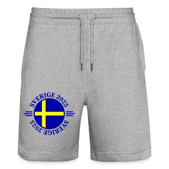 Schweden 2025 Sverige - Stanley/Stella Unisex Bio Joggingshorts Trainer  - Grau meliert - Vorne - Nik (191cm) & Marisol (170cm)