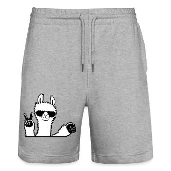 Lama Sonnenbrille Peace Fist Pump Team Begrüßung - Stanley/Stella Unisex Bio Joggingshorts Trainer  - Grau meliert - Vorne - Nik (191cm) & Marisol (170cm)