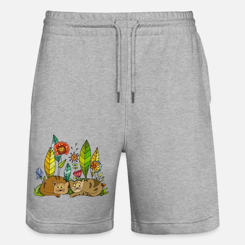 Cats - Stanley/Stella Trainer Unisex Organic Jogging Shorts - heather grey