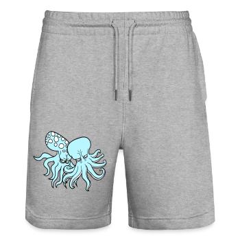 2 Méchant Poulpe Pieuvre Calmar Céphalopode Équipe - Short de jogging bio TRAINER Stanley/Stella unisexe - gris chiné - Devant - Nik (191cm) & Marisol (170cm)