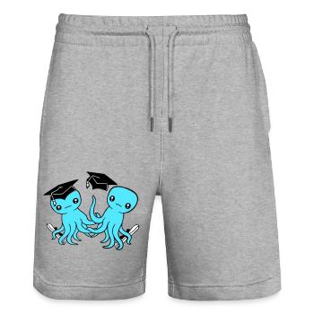 2 Octopus a réussi deux études secondaires - Short de jogging bio TRAINER Stanley/Stella unisexe - gris chiné - Devant - Nik (191cm) & Marisol (170cm)