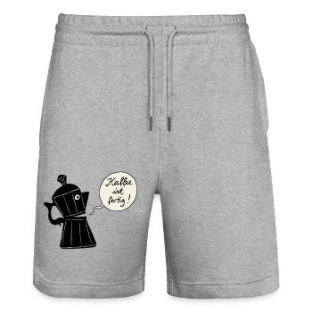 Coffee ready (contour) - Stanley/Stella Trainer Unisex Organic Jogging Shorts - heather grey - Front - Nik (191cm) & Marisol (170cm)