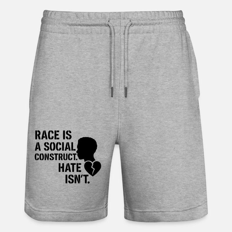 Hate is no social construct - Stanley/Stella Trainer Unisex Organic Jogging Shorts - heather grey