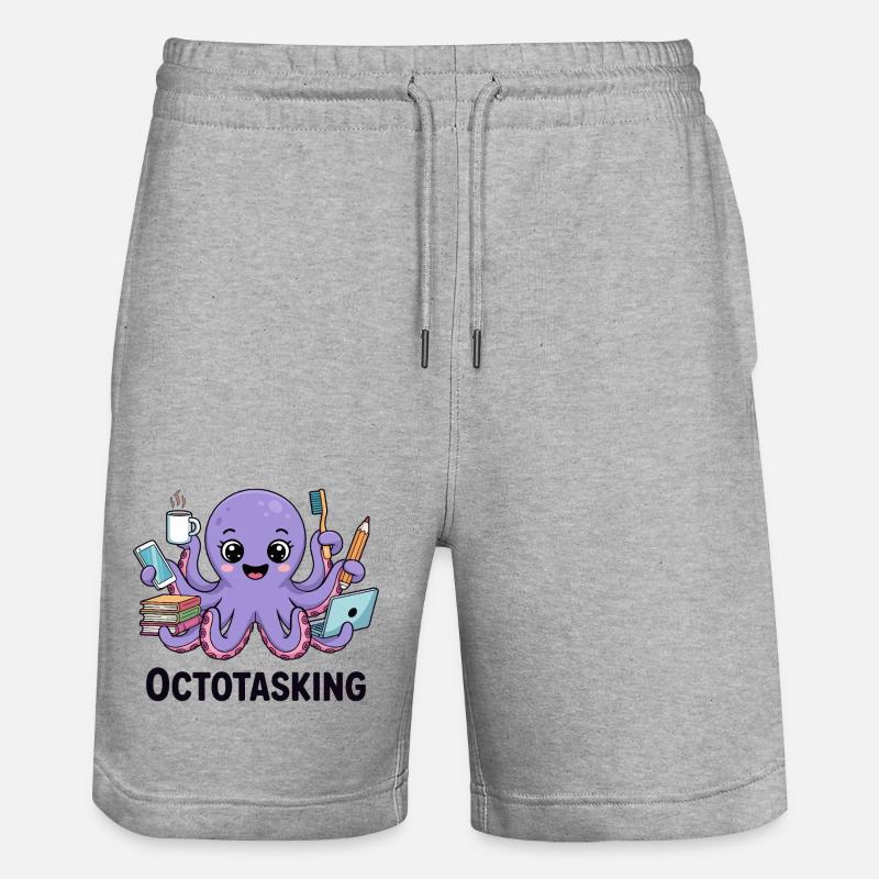 Octotasking octopus en mode multitâche - Short de jogging bio TRAINER Stanley/Stella unisexe - gris chiné